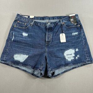 Levi's 501 Womens Mid-Rise Ripped Distressed Jean Denim Shorts Blue Size 22W NWT